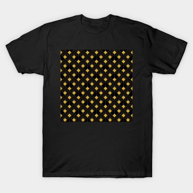 Art Deco Black and Gold Pattern T-Shirt by DavidASmith